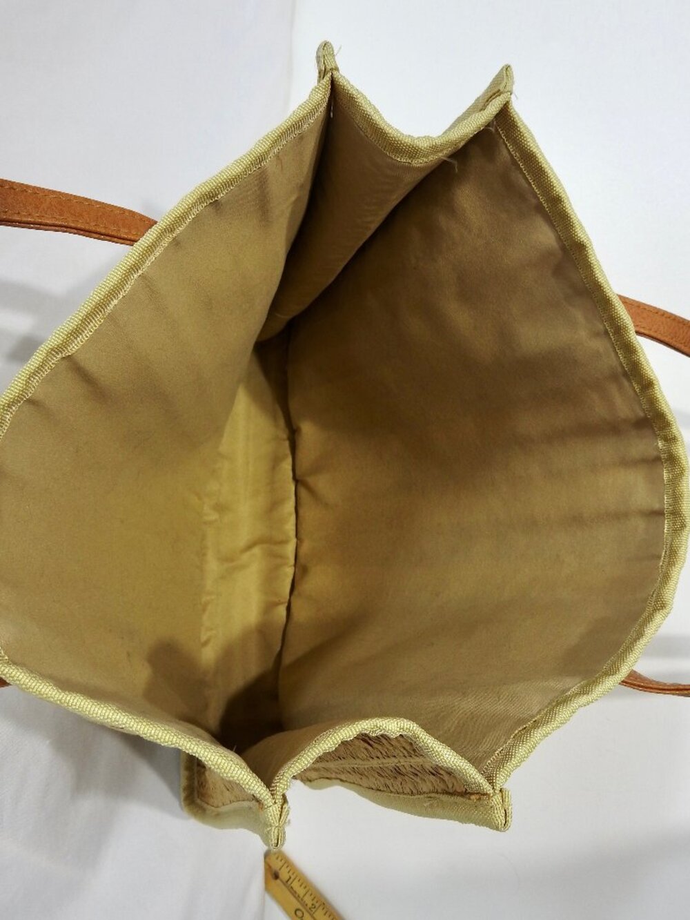 Straw Purse 12"H with 3 Cream Stripes Unknown Brand Shoulder Bag - Picture 7 of 13